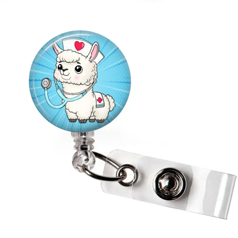 Trauma Llama Nurse Badge Reel Cute Alpaca Retractable ID Holder Funny Gift